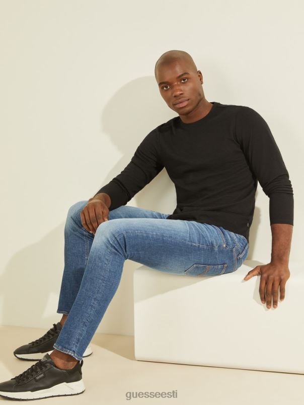 zuma pikkade varrukatega t-särk must GUESS kehakate mehed BB4BB4059