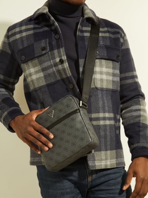 vezzola nutikas tõmblukuga ruudukujuline ristkorpus must lilletrükk GUESS tarvik mehed BB4BB3236