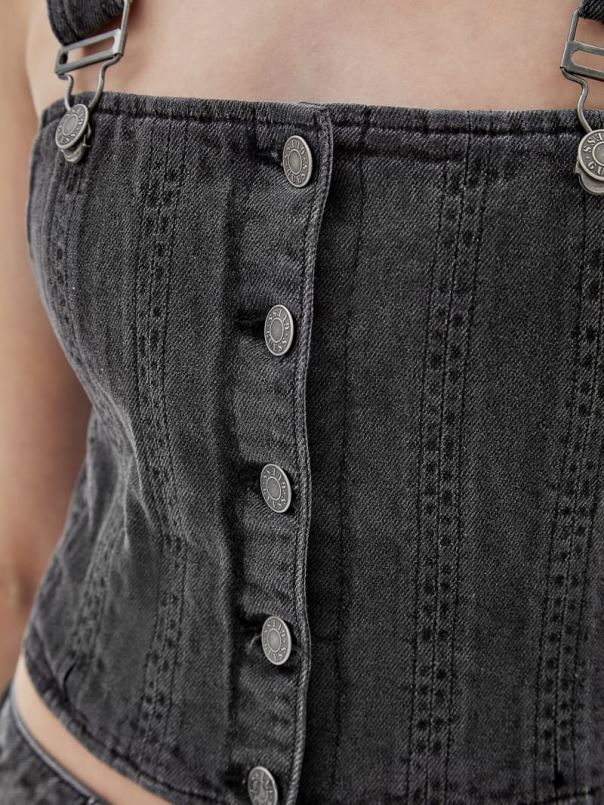 originaal rinnatükk teksatop mine pestud halliks GUESS kehakate unisex BB4BB1359