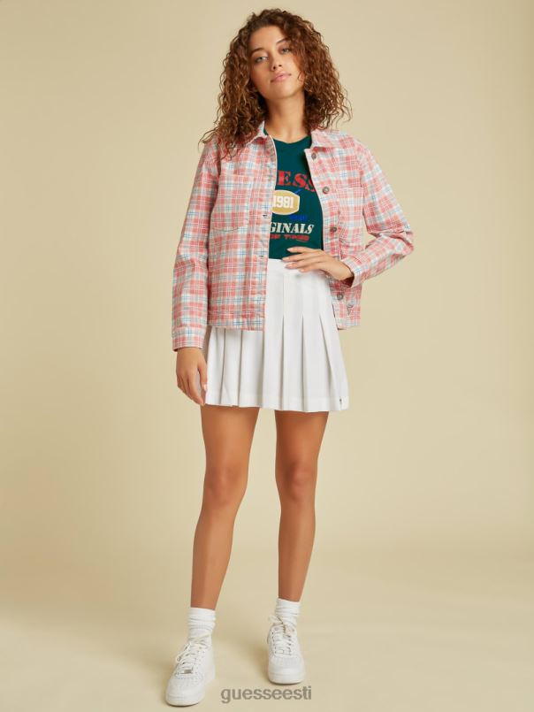 originaal ruuduline teksajakk punane multi GUESS kehakate unisex BB4BB1841