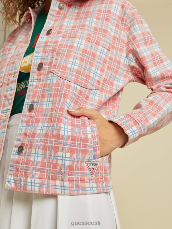originaal ruuduline teksajakk punane multi GUESS kehakate unisex BB4BB1841