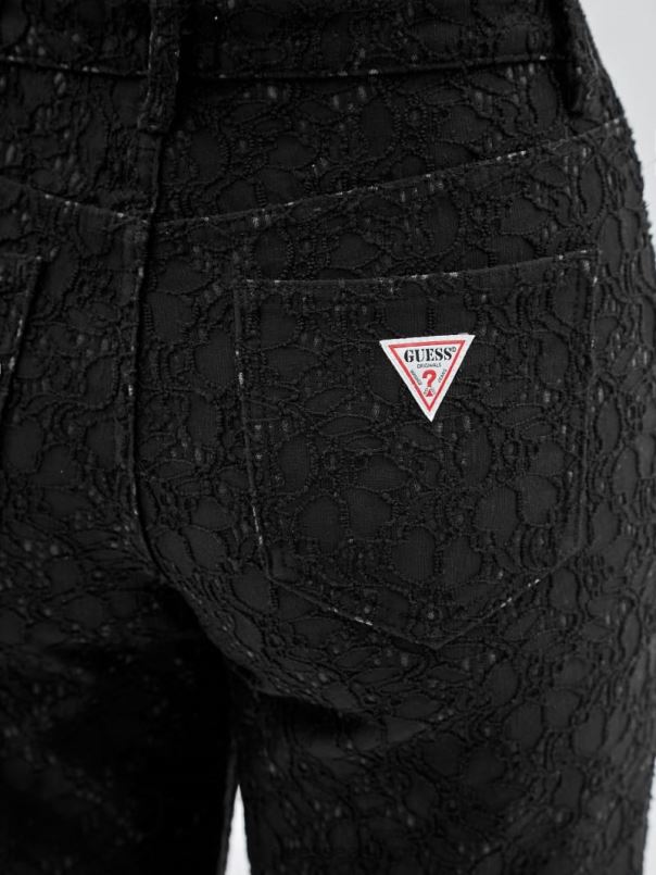 originaalsed pitsist teksapüksid laia säärega must GUESS kehakate unisex BB4BB149