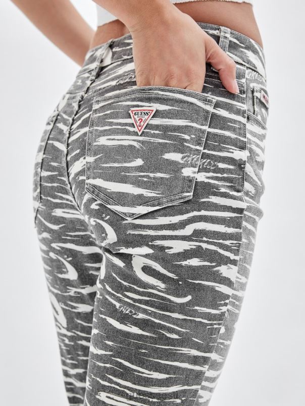 originaalsed sebratrükiga bootcut püksid süsimusta multi GUESS kehakate unisex BB4BB177